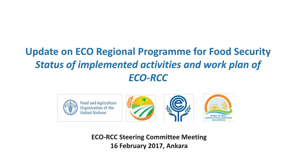 update on eco regional programme for food n.w