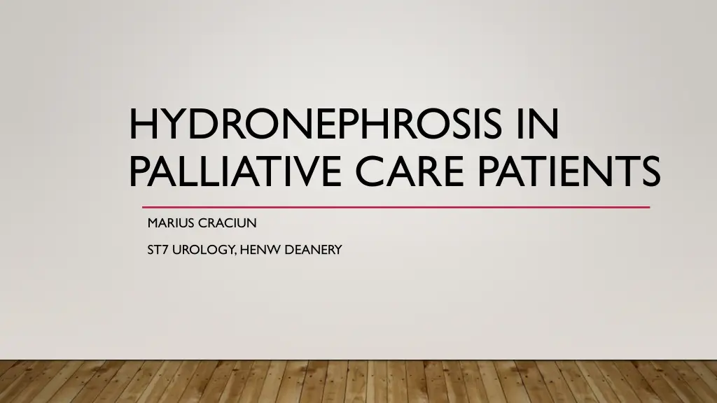 hydronephrosis in palliative care patients n.w