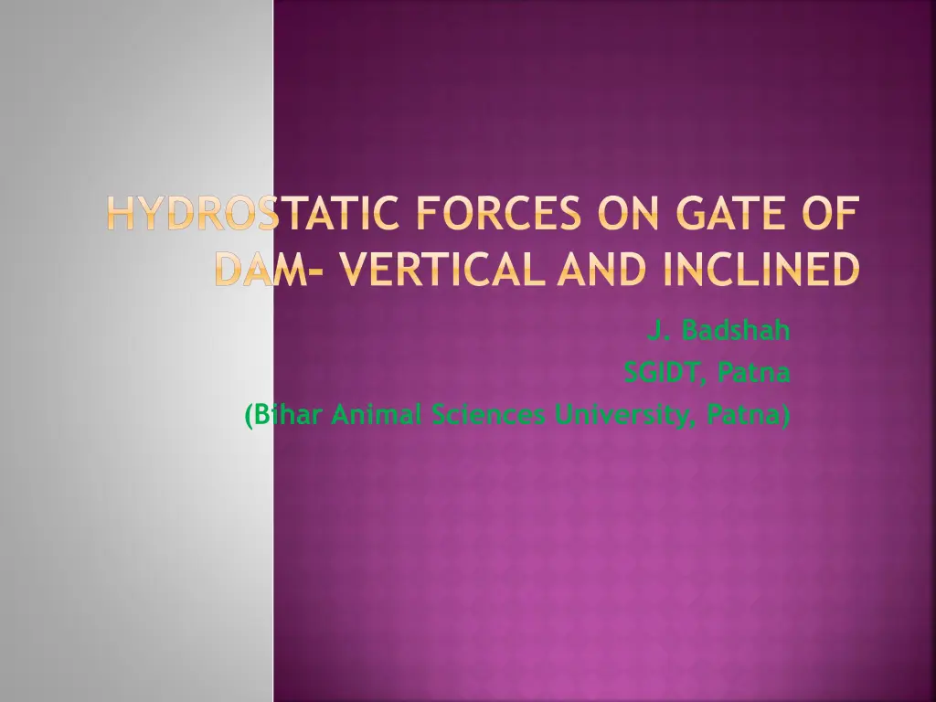 hydrostatic forces on gate of dam vertical n.w