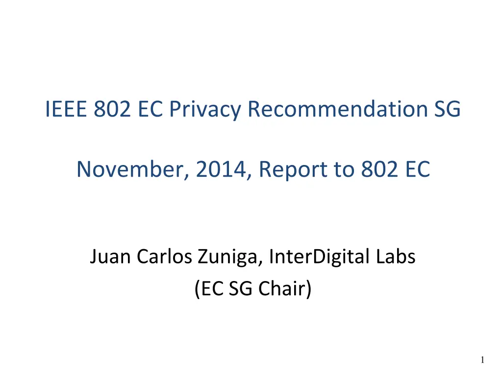 ieee 802 ec privacy recommendation sg n.w