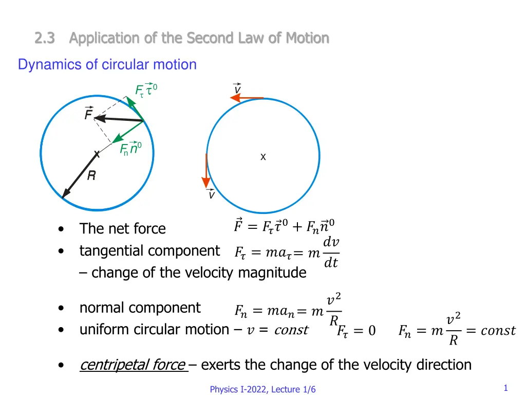 2 3 application of the second law of motion n.w