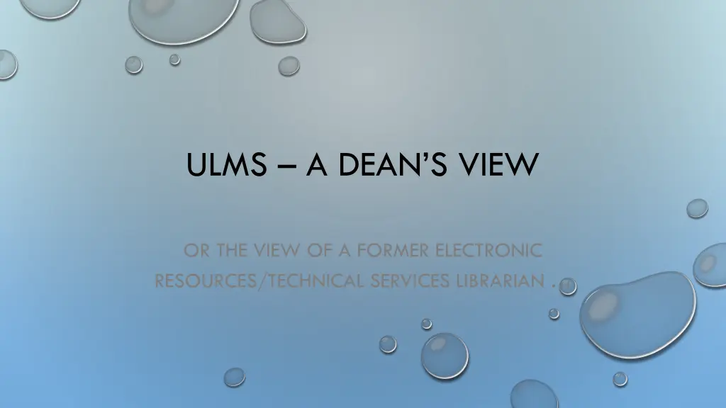 ulms a dean s view n.w