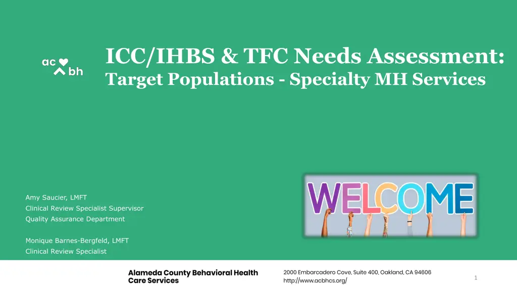 icc ihbs tfc needs assessment target populations n.w