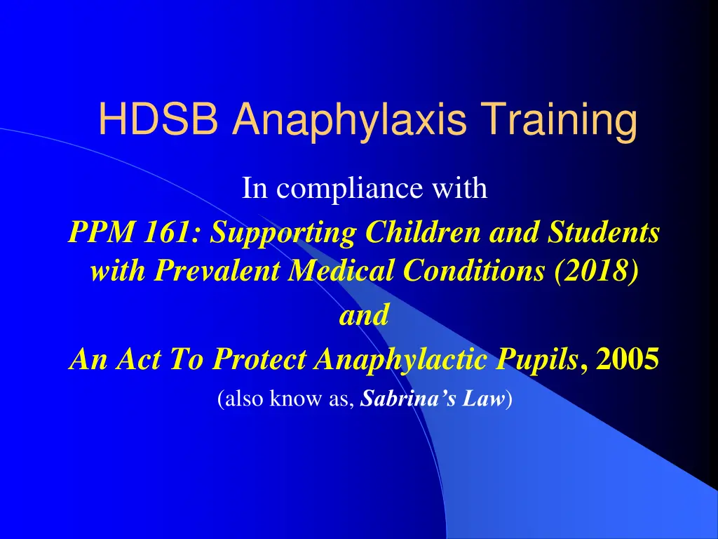 hdsb anaphylaxis training n.w