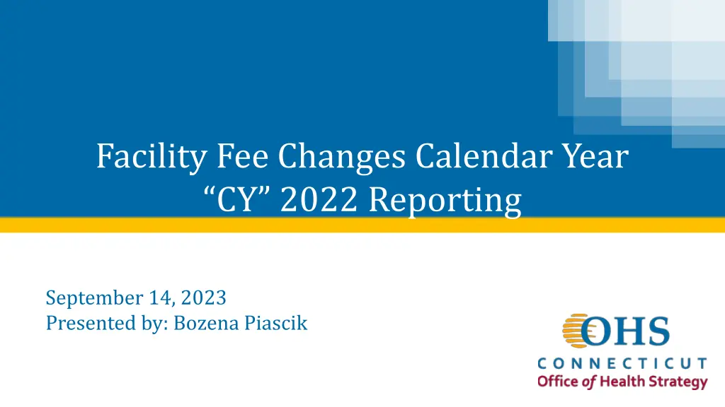facility fee changes calendar year cy 2022 n.w