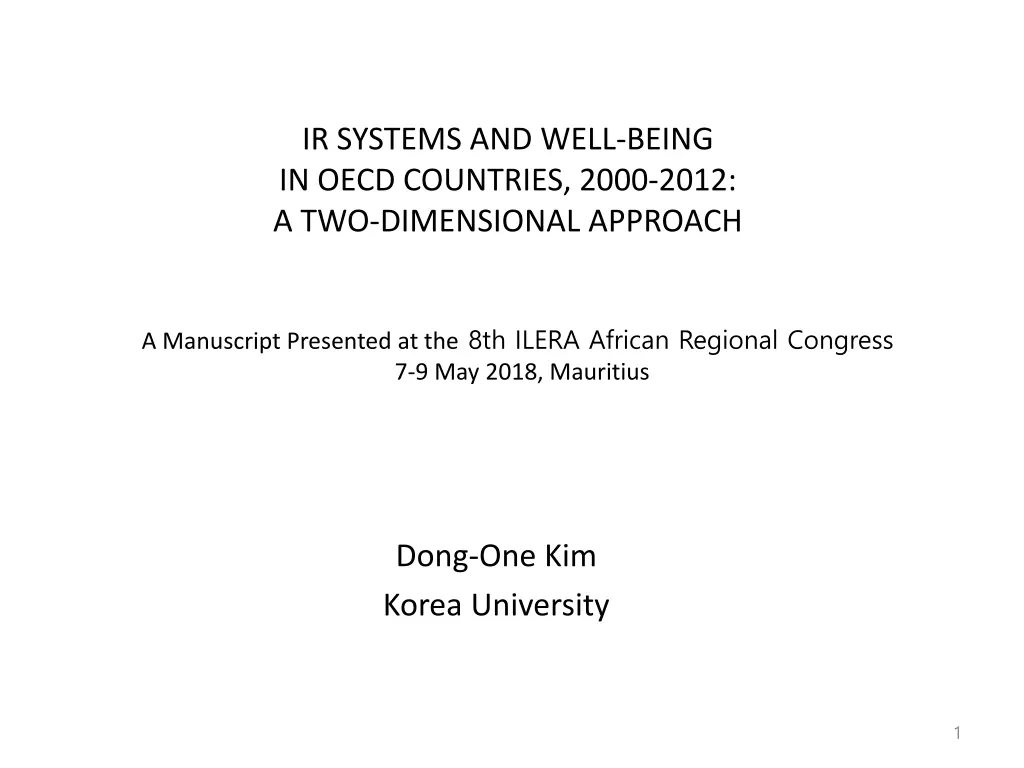 ir systems and well being in oecd countries 2000 n.w