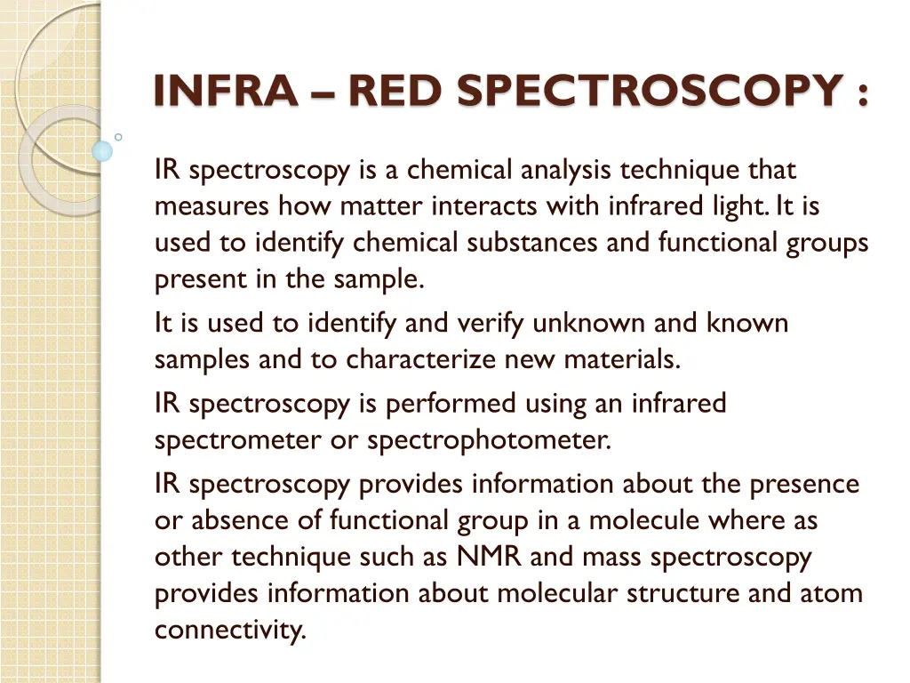 infra red spectroscopy n.w