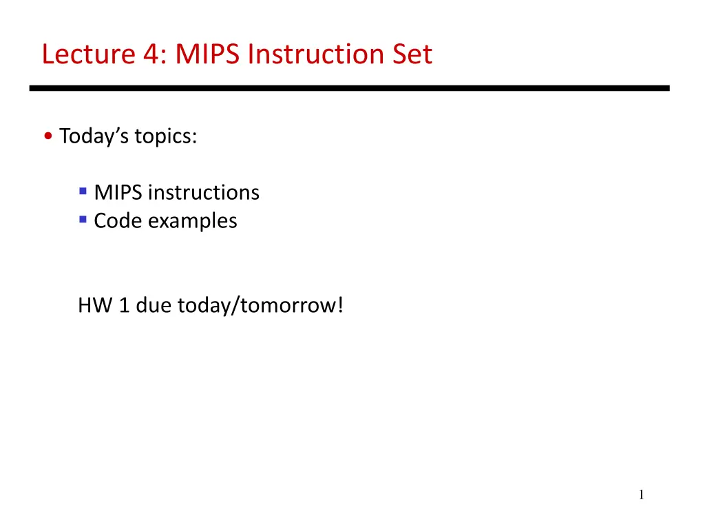 lecture 4 mips instruction set n.w