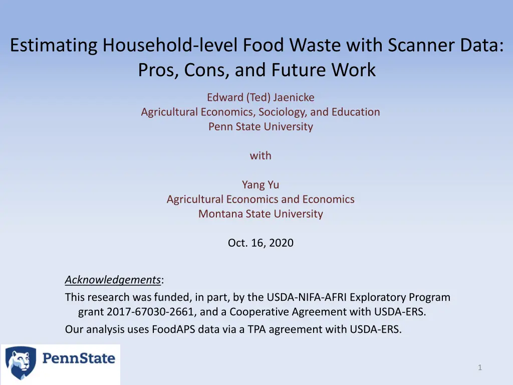 estimating household level food waste with n.w