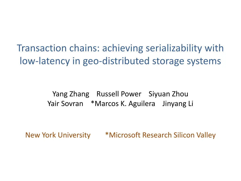 transaction chains achieving serializability with n.w