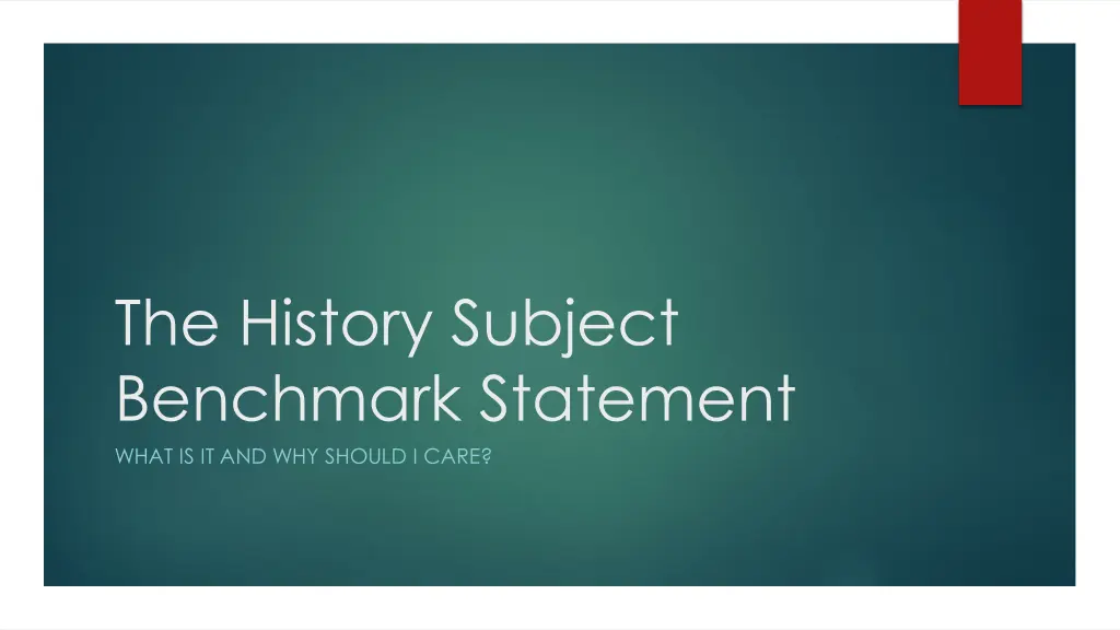 the history subject benchmark statement what n.w