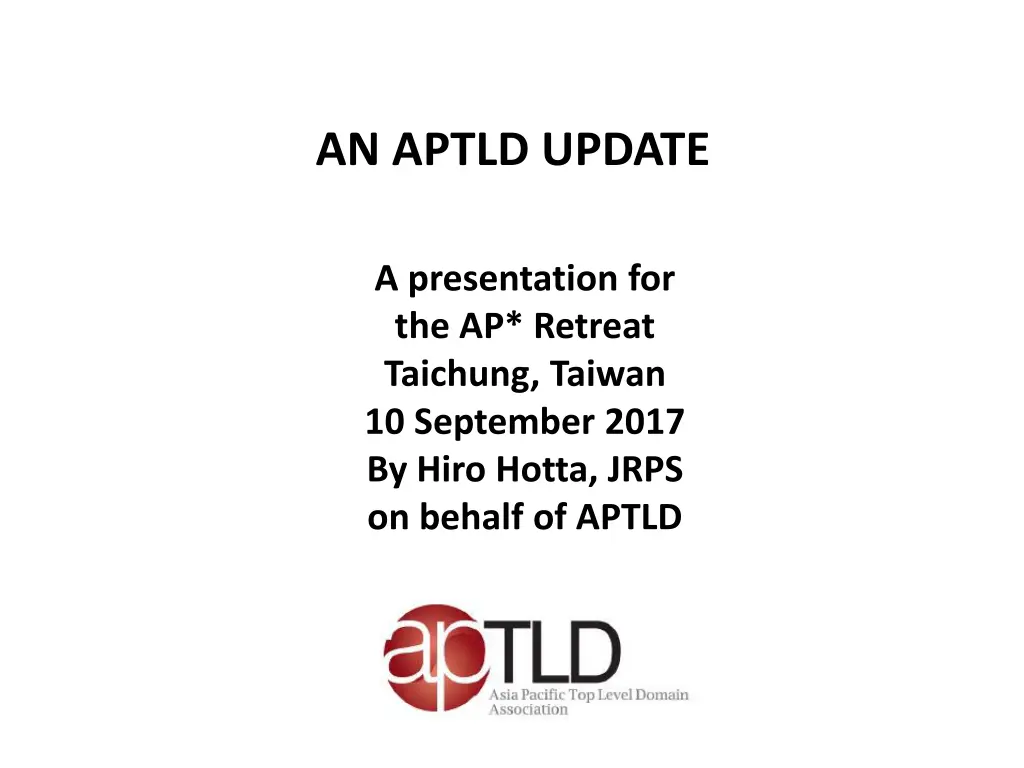 an aptld update n.w