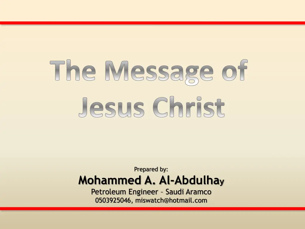 the message of jesus christ n.w