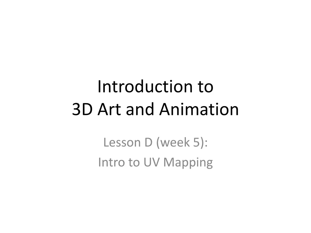 introduction to 3d art and animation n.w