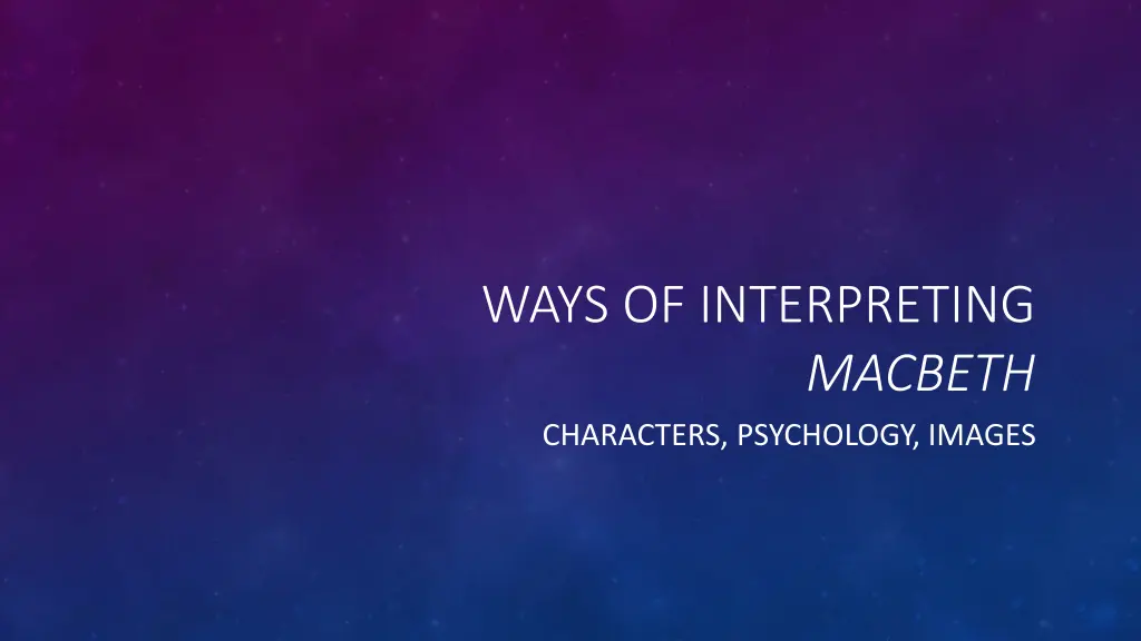 ways of interpreting n.w