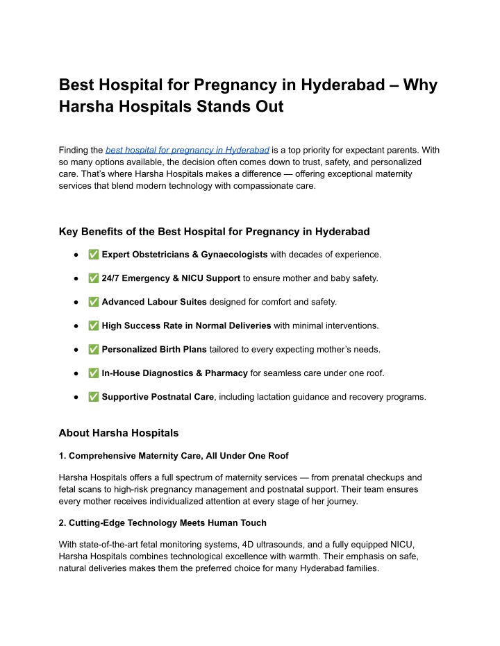 best hospital for pregnancy in hyderabad n.w