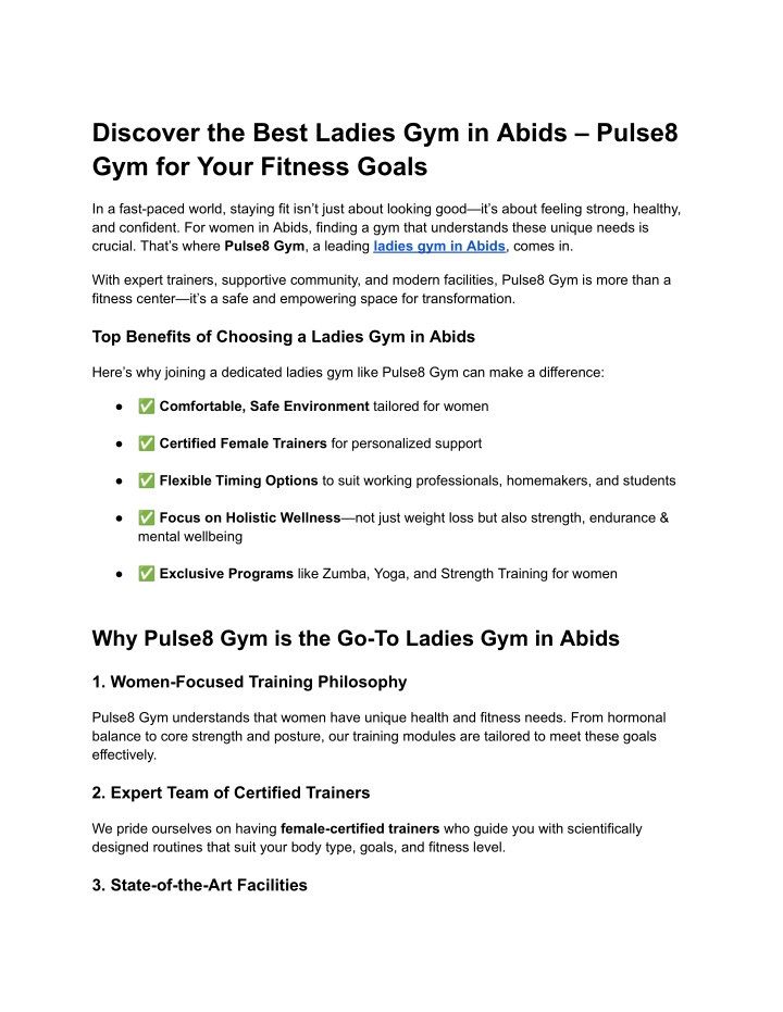 discover the best ladies gym in abids pulse8 n.w
