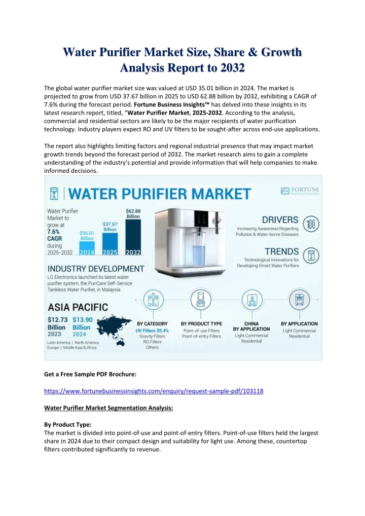 water purifier market size share growth analysis n.w