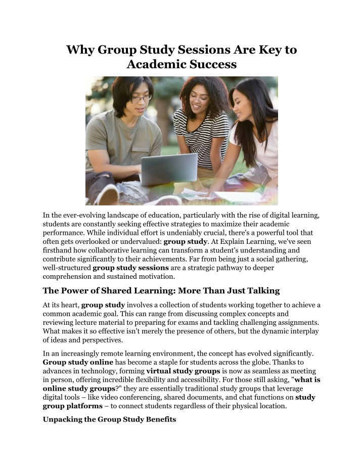 why group study sessions are key to academic n.w
