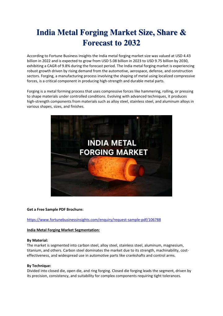 india metal forging market size share forecast n.w
