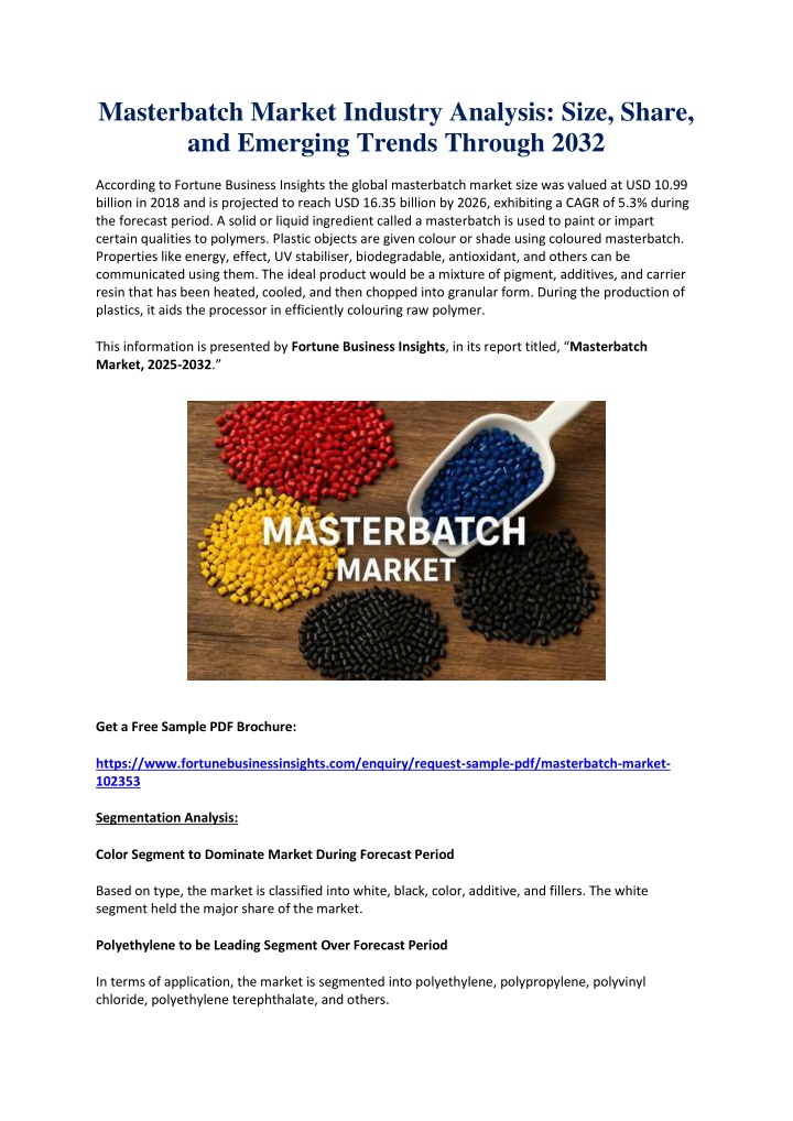 masterbatch market industry analysis size share n.w