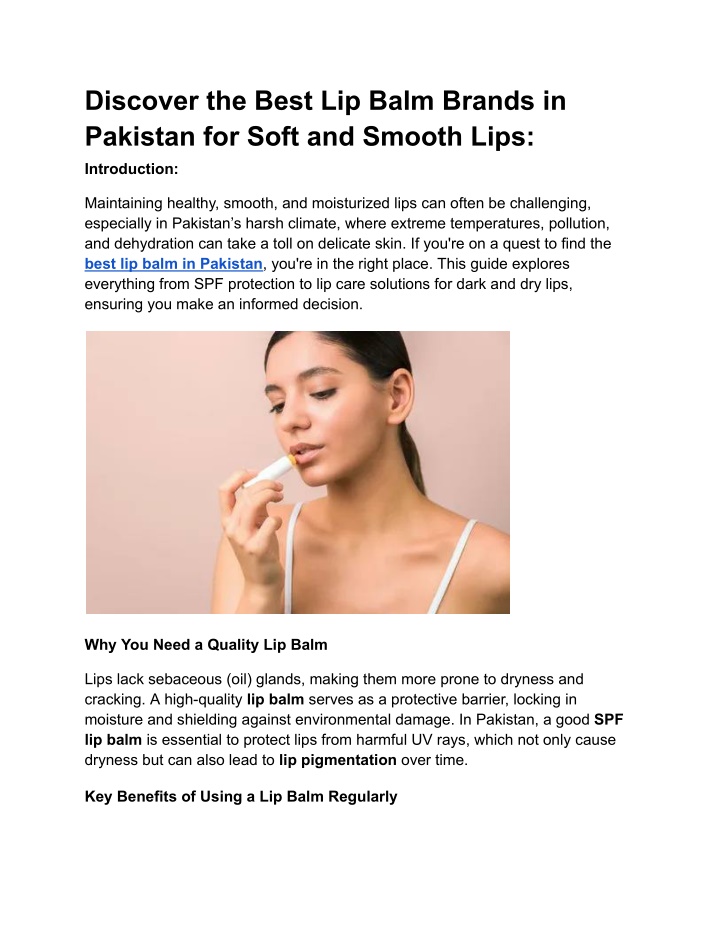 discover the best lip balm brands in pakistan n.w