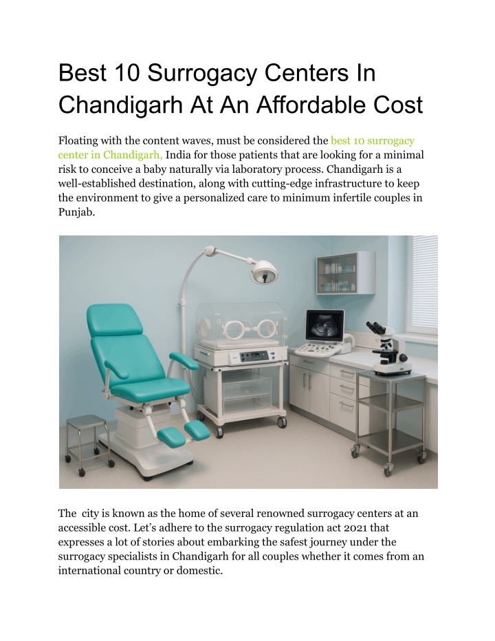 best 10 surrogacy centers in chandigarh n.w
