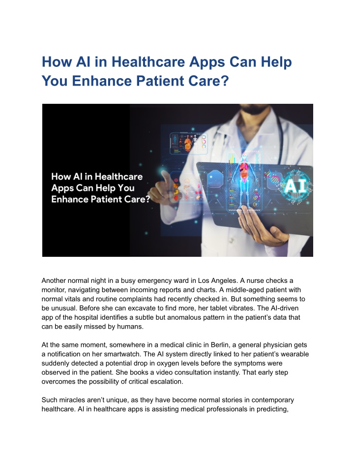 how ai in healthcare apps can help you enhance n.w
