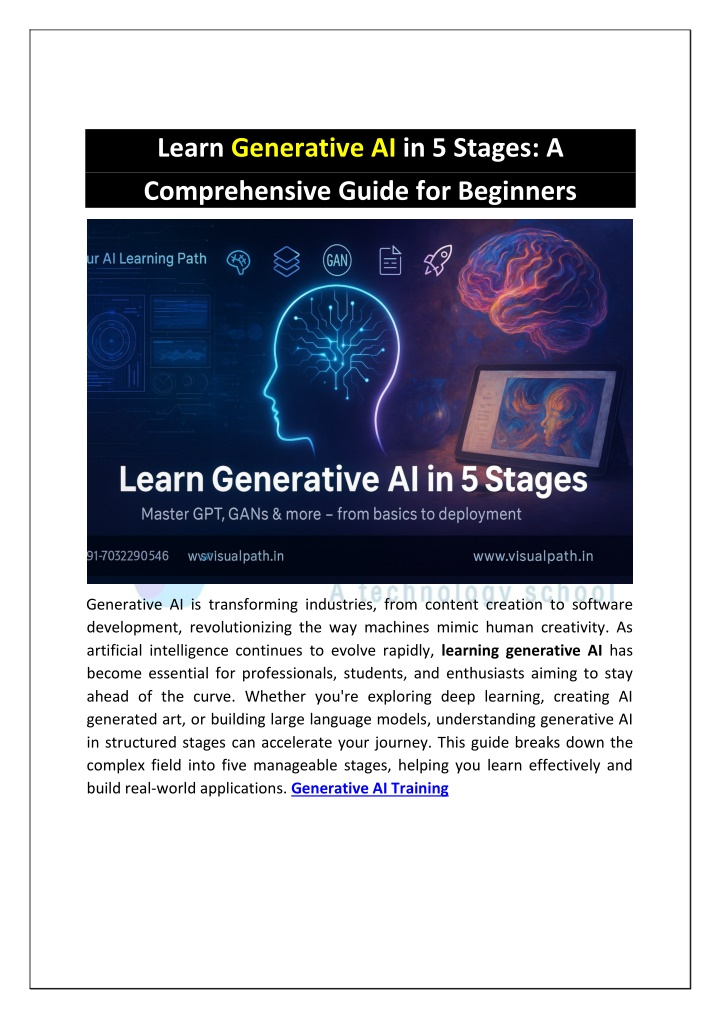 learn generative ai in 5 stages a comprehensive n.w