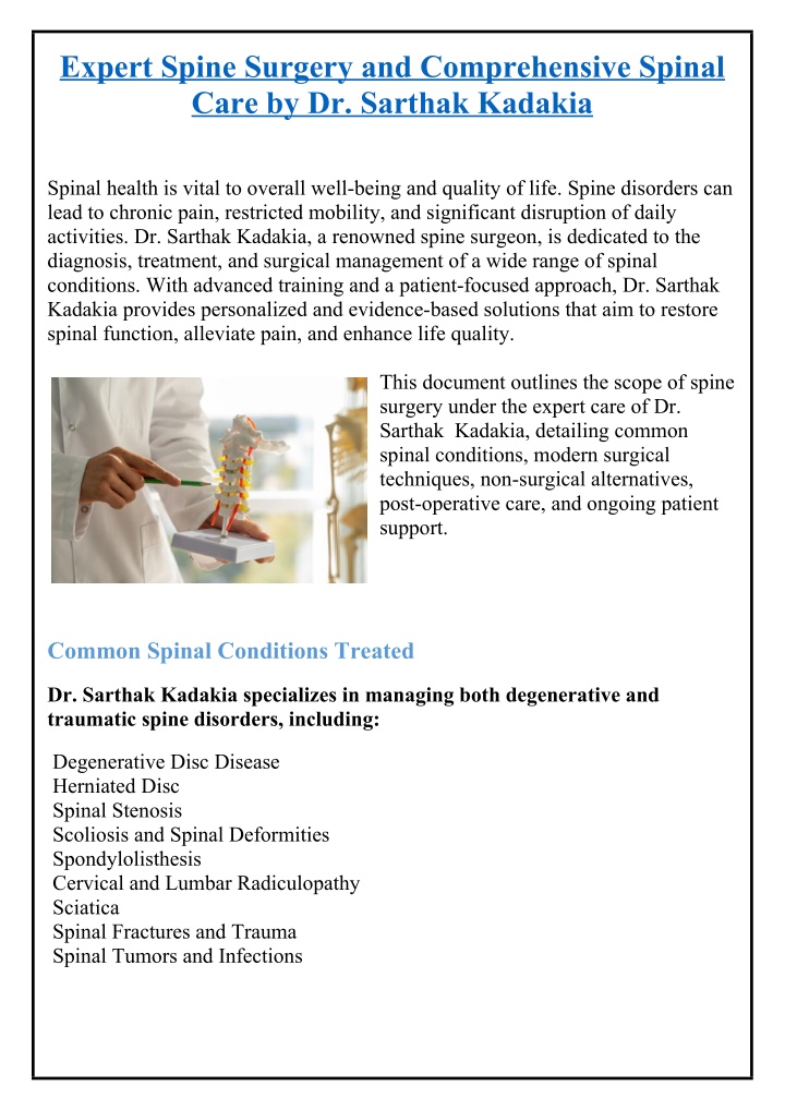 expert spine surgery and comprehensive spinal n.w