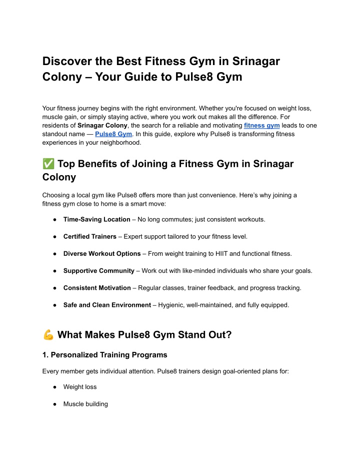 discover the best fitness gym in srinagar colony n.w