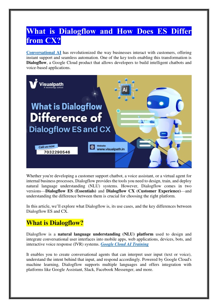 what is dialogflow and how does es differ from cx n.w