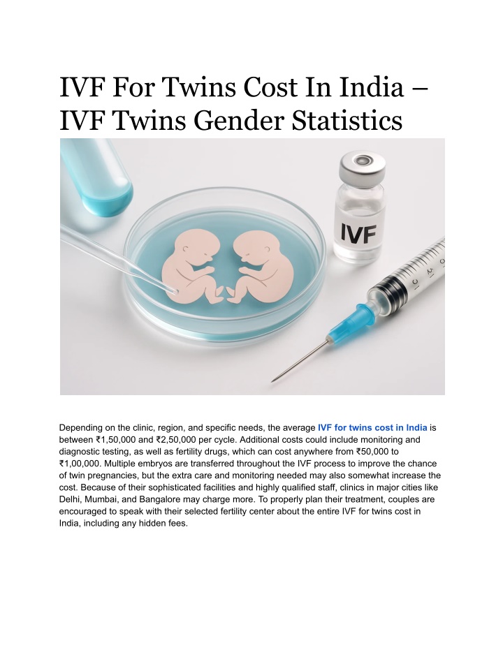 ivf for twins cost in india ivf twins gender n.w