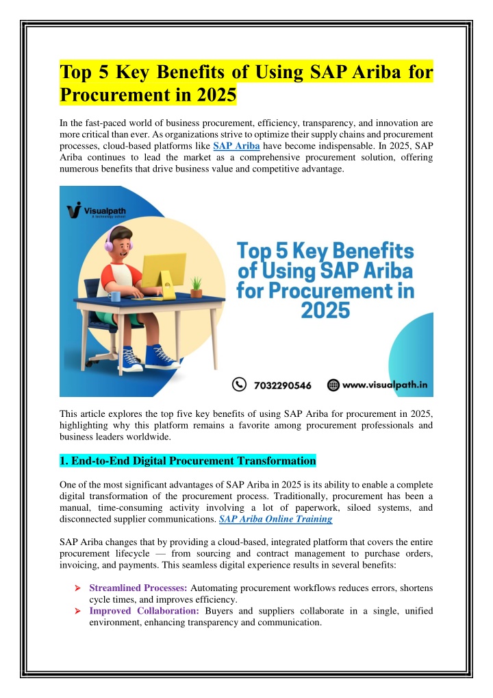top 5 key benefits of using sap ariba n.w