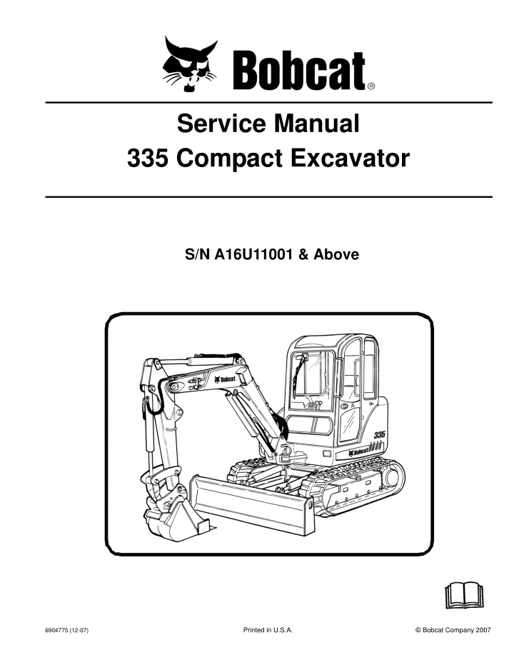 service manual 335 compact excavator n.w