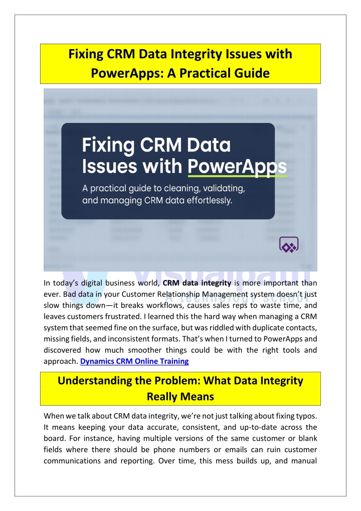 fixing crm data integrity issues with powerapps n.w
