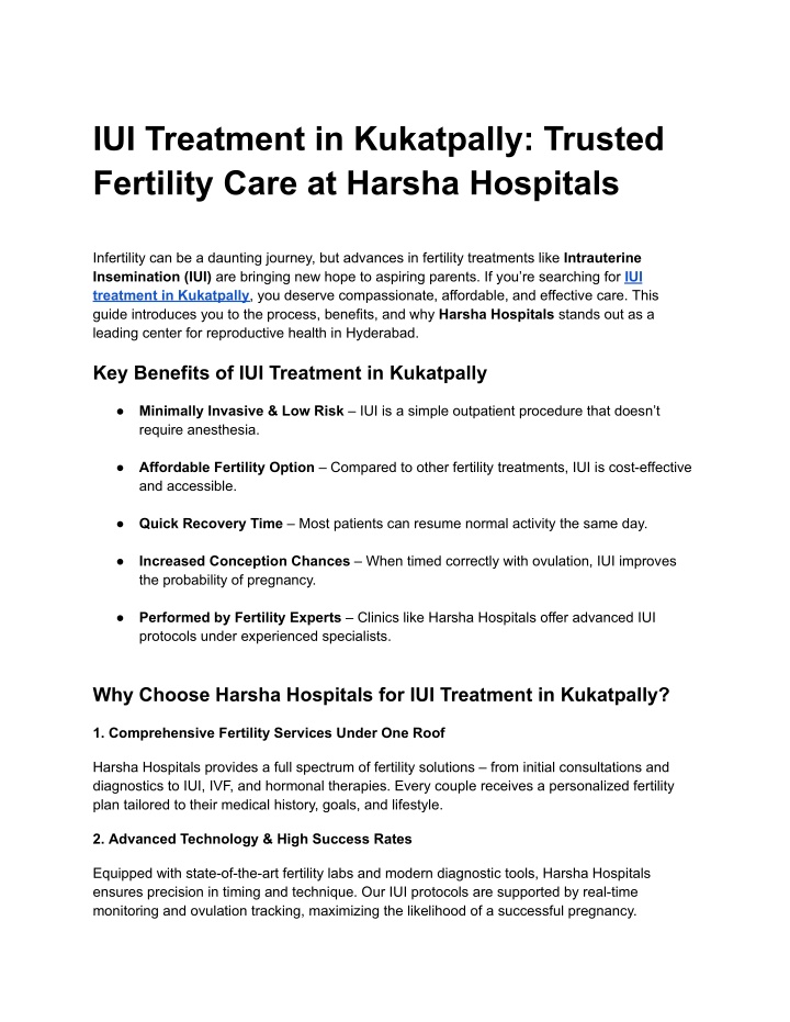 iui treatment in kukatpally trusted fertility n.w