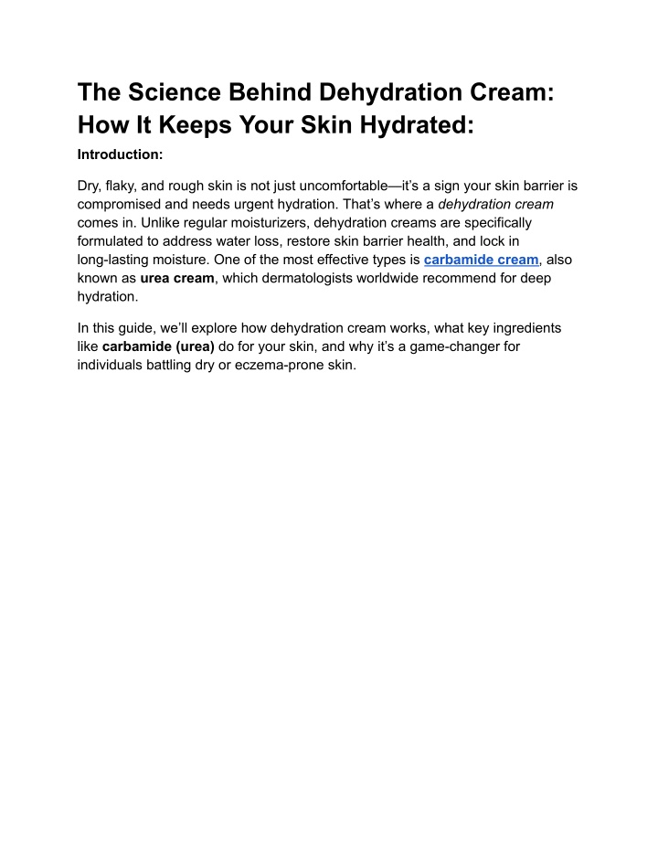 the science behind dehydration cream how it keeps n.w