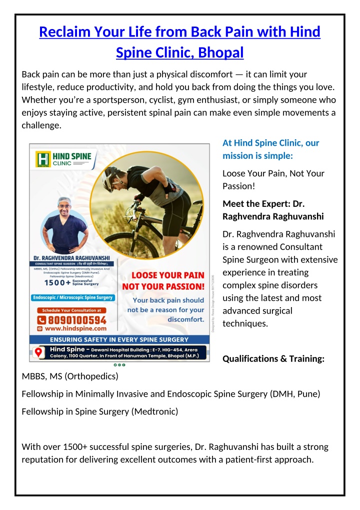 reclaim your life from back pain with hind spine n.w