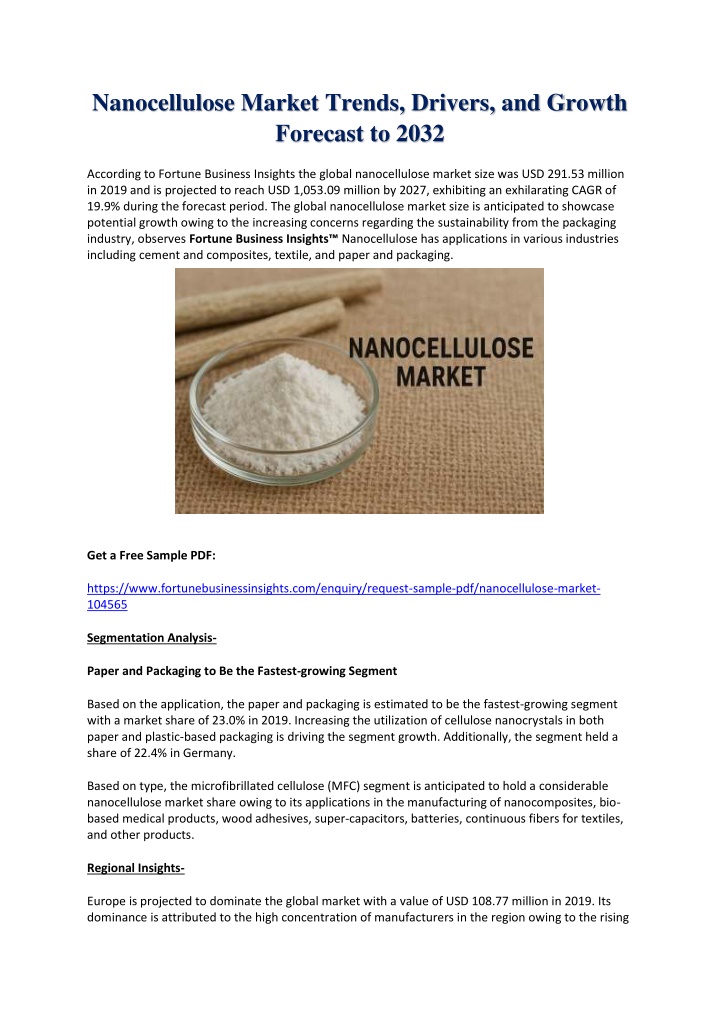 nanocellulose market trends drivers and growth n.w