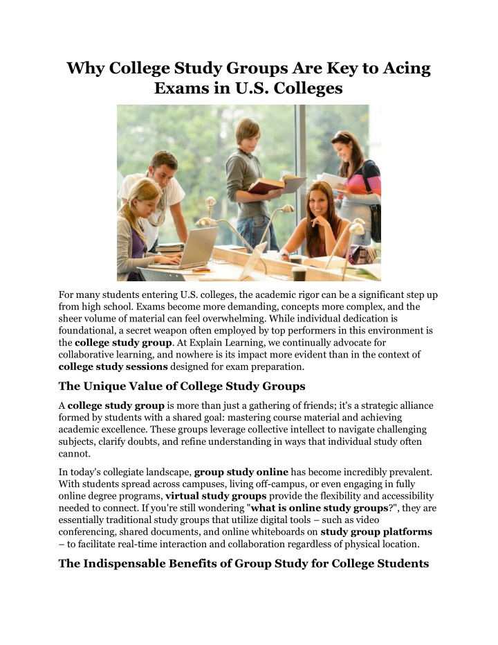 why college study groups are key to acing exams n.w