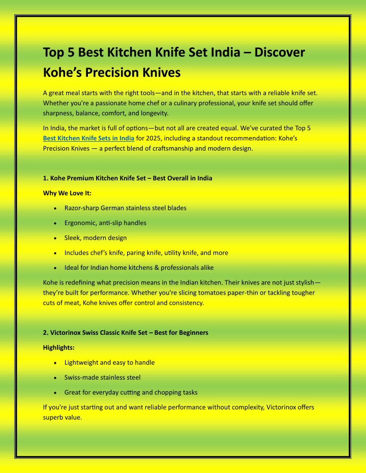 top 5 best kitchen knife set india discover kohe n.w