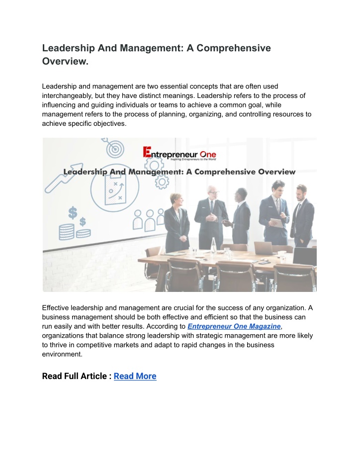 leadership and management a comprehensive overview n.w