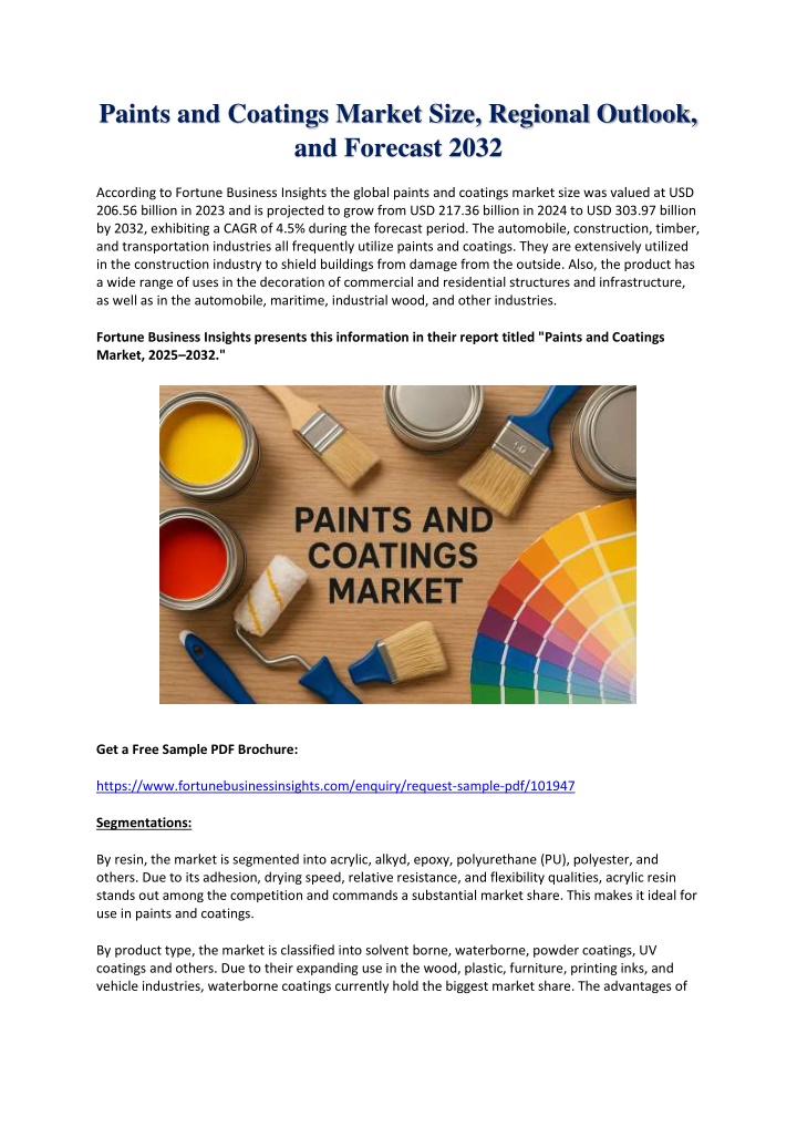 paints and coatings market size regional outlook n.w
