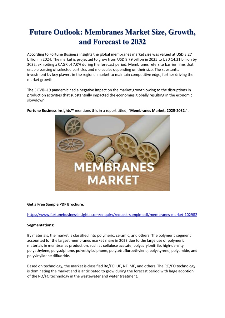 future outlook membranes market size growth n.w