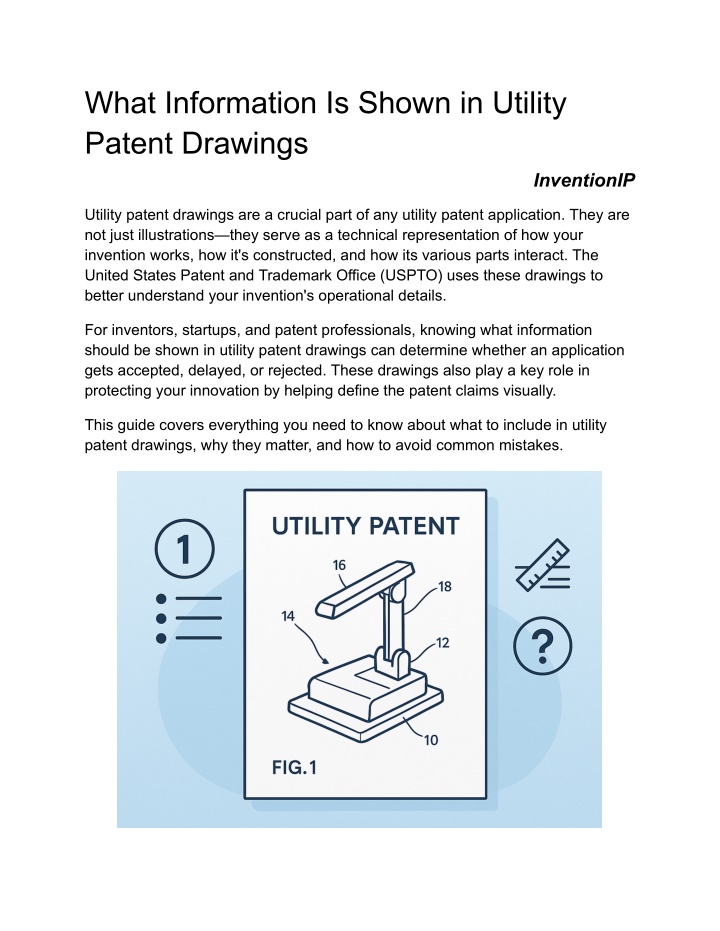 what information is shown in utility patent n.w