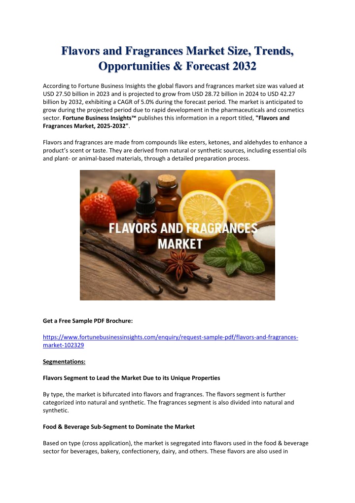 flavors and fragrances market size trends n.w