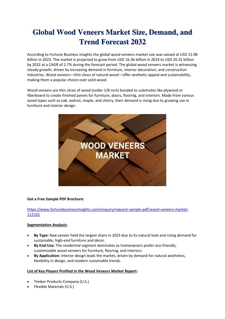 global wood veneers market size demand and trend n.w