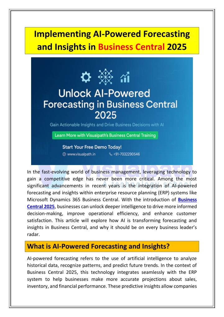 implementing ai powered forecasting and insights n.w