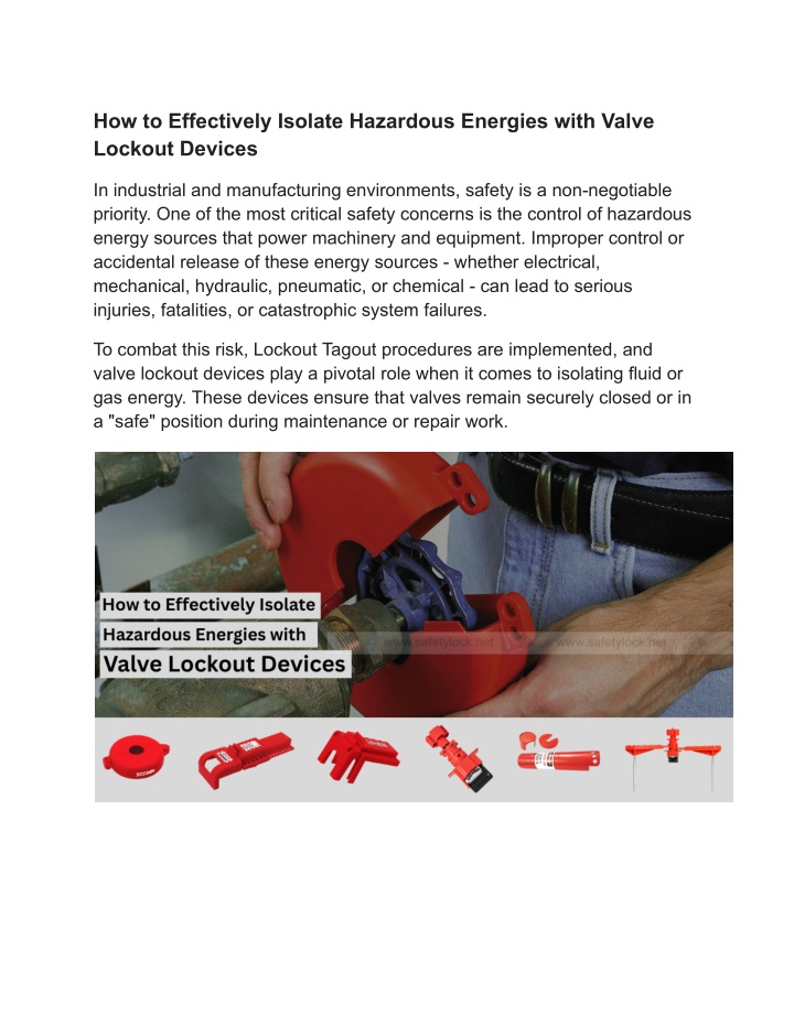 how to effectively isolate hazardous energies n.w